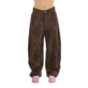 PANTALONE BALOON IN PIZZO MARRONE